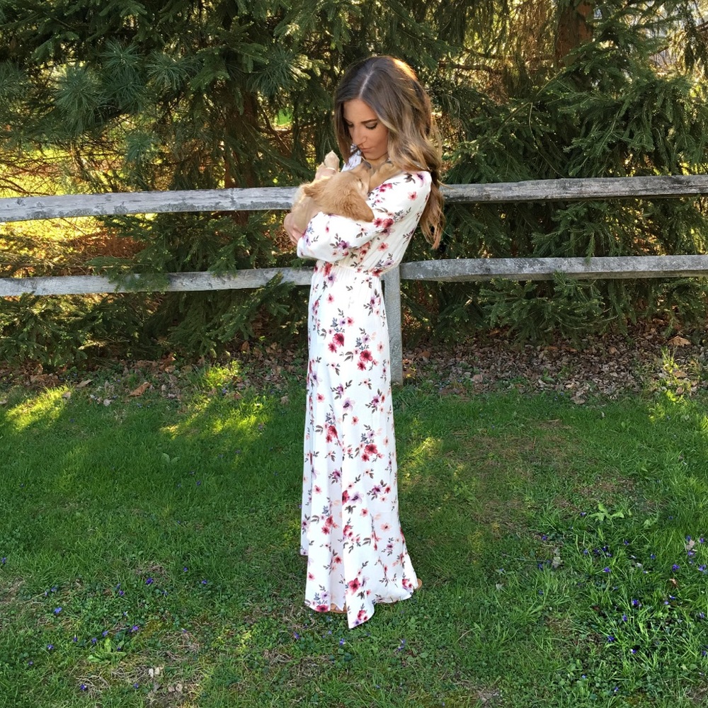 Forever 21 White Floral Maxi Dress